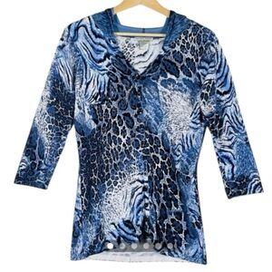 Alberto Makali Beaded Animal Print Top